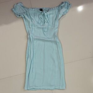 Forever 21 Light Blue Off-Shoulder Mini Dress